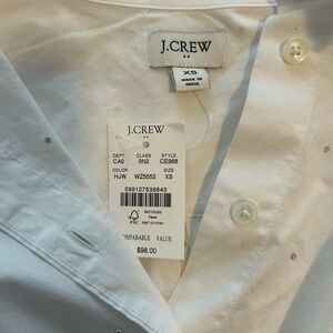 J. Crew Women’s White Rhinestone Cropped Blouse - XS NWT